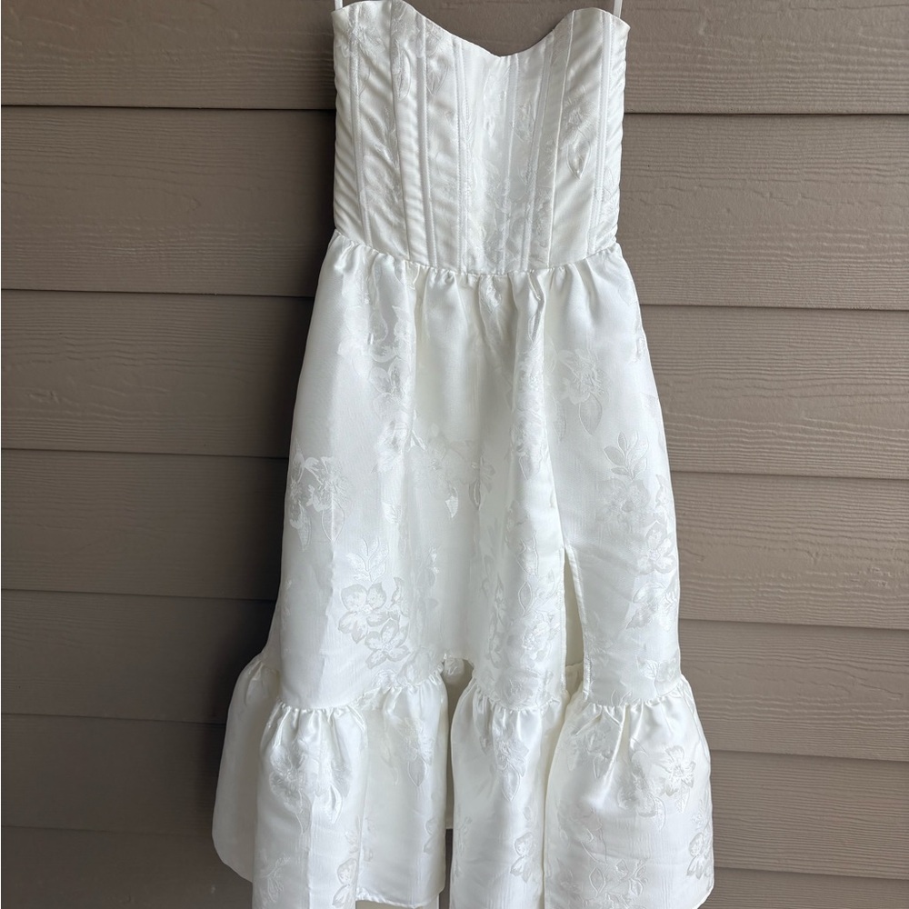 V. Chapman White Floral Midi Dress Bridal